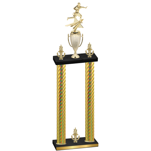 Double Gold Carbon Fiber Victory Flag Football Trophy