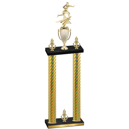 Double Gold Carbon Fiber Victory Flag Football Trophy