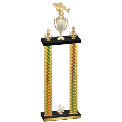 Double Gold Carbon Fiber Fourth Place Fishing Trophy