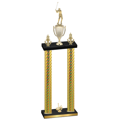 Double Gold Carbon Fiber First Place Golf Trophy