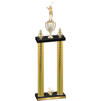 Double Gold Carbon Fiber Second Place Golf Trophy