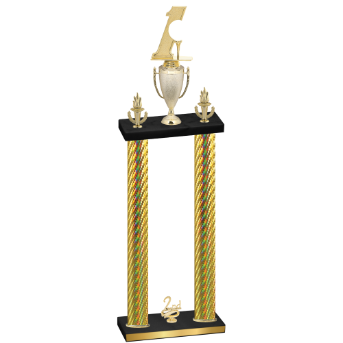 Double Gold Carbon Fiber Second Place Golf Trophy