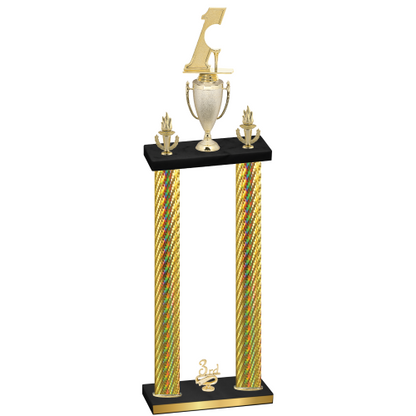 Double Gold Carbon Fiber Third Place Golf Trophy