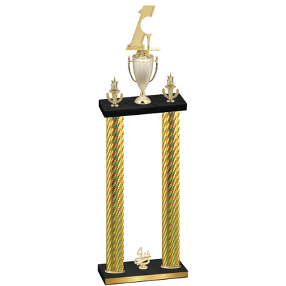 Double Gold Carbon Fiber Fourth Place Golf Trophy
