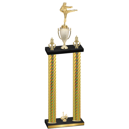 Double Gold Carbon Fiber First Place Karate Trophy