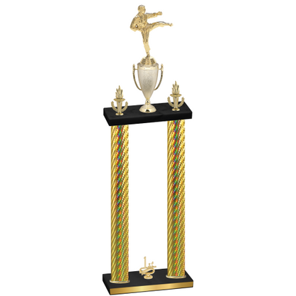 Double Gold Carbon Fiber First Place Karate Trophy