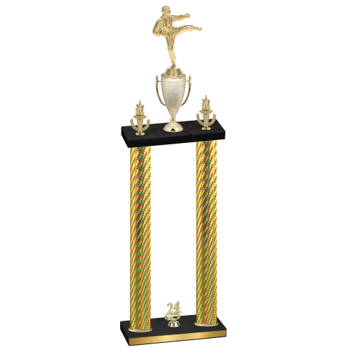 Double Gold Carbon Fiber Year Karate Trophy