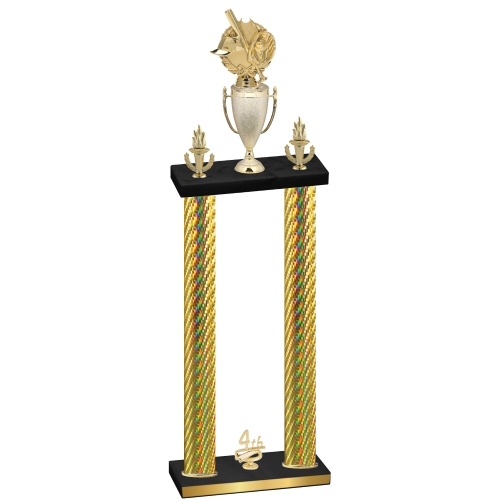 Double Gold Carbon Fiber Fourth Place Baseball Trophy