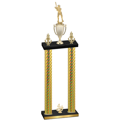 Double Gold Carbon Fiber Fourth Place Baseball Trophy