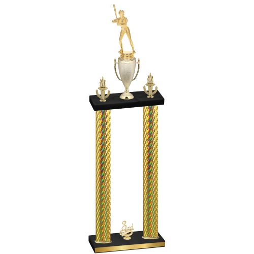 Double Gold Carbon Fiber Third Place Softball Trophy