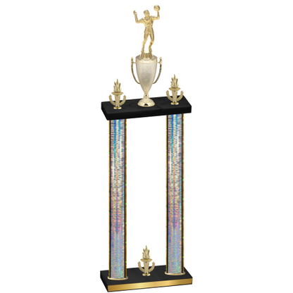 Double Silver Glacier Victory Volleyball Trophy