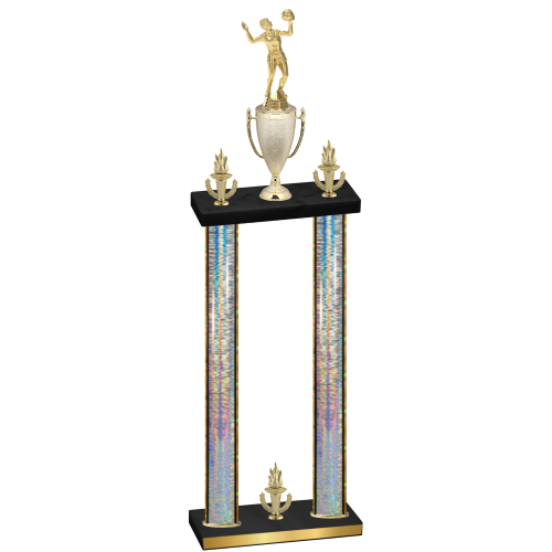 Double Silver Glacier Victory Volleyball Trophy