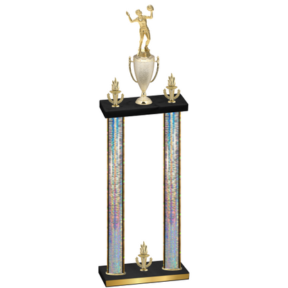 Double Silver Glacier Victory Volleyball Trophy