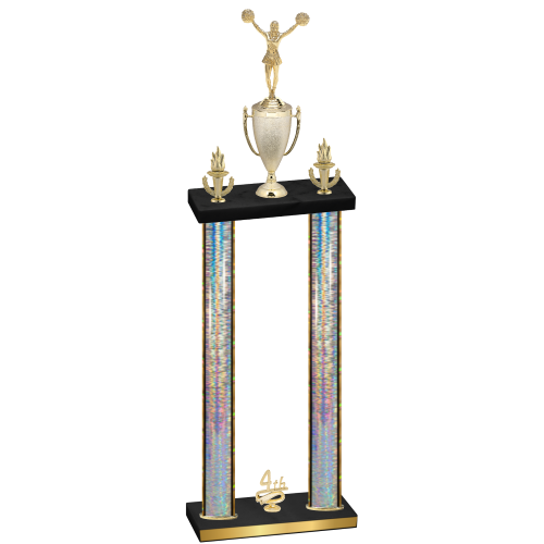 Double Silver Glacier Fourth Place Cheerleading Trophy