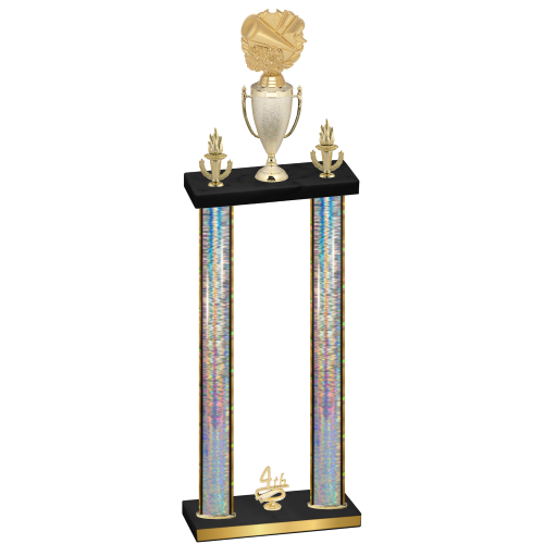 Double Silver Glacier Fourth Place Cheerleading Trophy