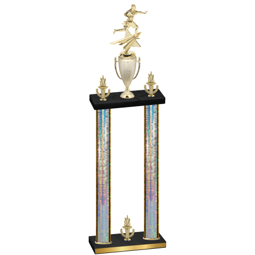 Double Silver Glacier Victory Flag Football Trophy