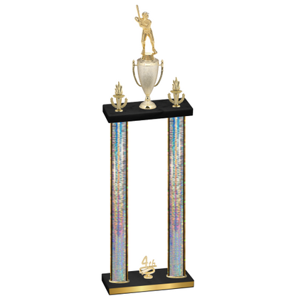 Double Silver Glacier Fourth Place Baseball Trophy