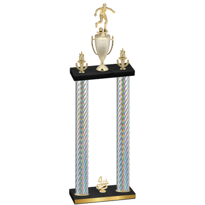 Double Silver Carbon Fiber Fourth Place Soccer Trophy
