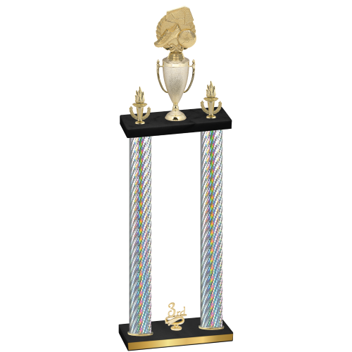 Double Silver Carbon Fiber Third Place Soccer Trophy