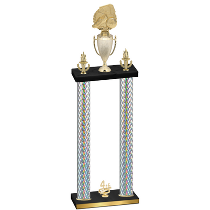 Double Silver Carbon Fiber Fourth Place Soccer Trophy