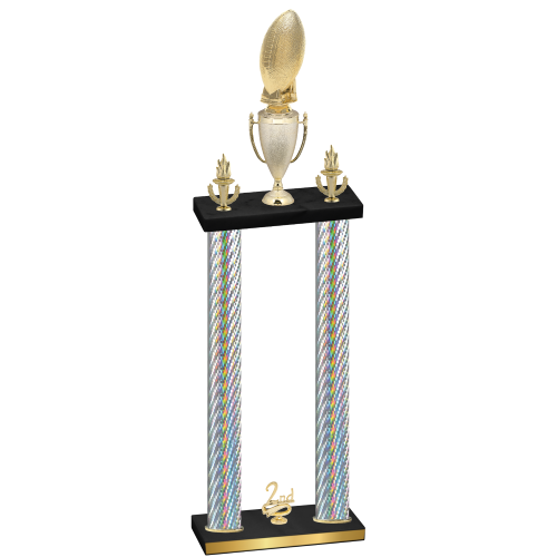 Double Silver Carbon Fiber Second Place Football Trophy