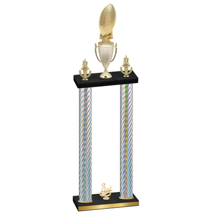 Double Silver Carbon Fiber Third Place Football Trophy