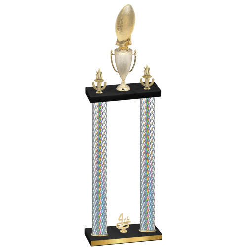 Double Silver Carbon Fiber Fourth Place Football Trophy