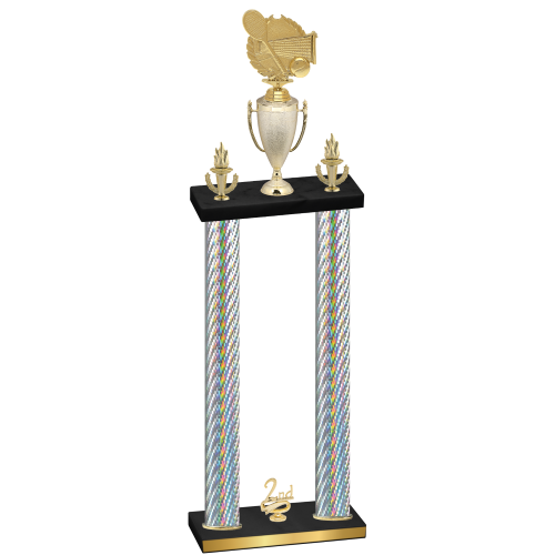 Double Silver Carbon Fiber Second Place Tennis Trophy