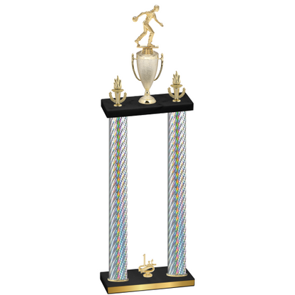 Double Silver Carbon Fiber First Place Bowling Trophy