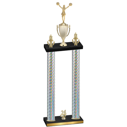 Double Silver Carbon Fiber Year Cheerleading Trophy
