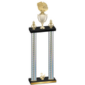 Double Silver Carbon Fiber Second Place Basketball Trophy
