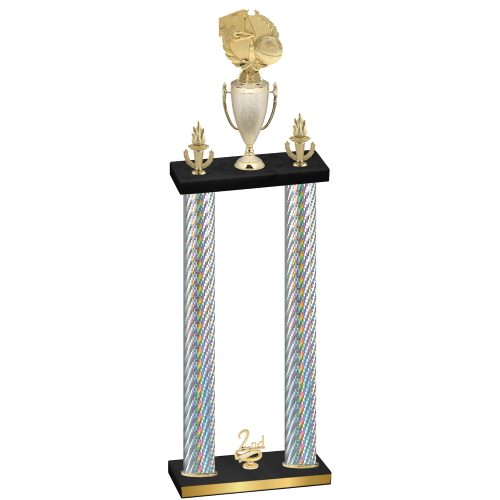 Double Silver Carbon Fiber Second Place Basketball Trophy