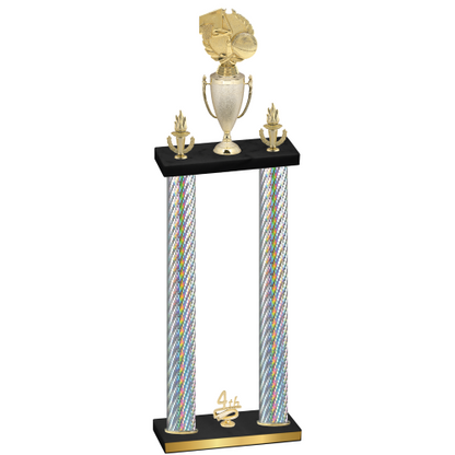 Double Silver Carbon Fiber Fourth Place Basketball Trophy