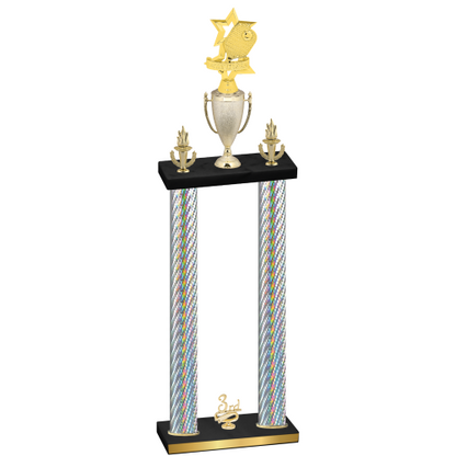 Double Silver Carbon Fiber Third Place Pickleball Trophy