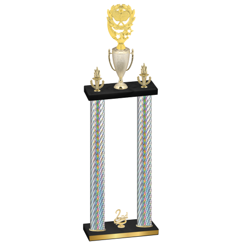 Double Silver Carbon Fiber Second Place Pickleball Trophy