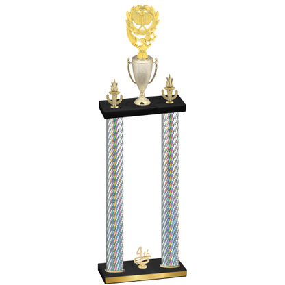 Double Silver Carbon Fiber Fourth Place Pickleball Trophy