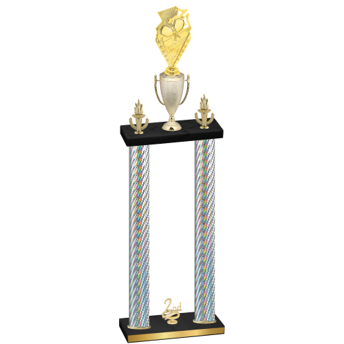 Double Silver Carbon Fiber Second Place Pickleball Trophy