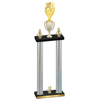 Double Silver Carbon Fiber Year Pickleball Trophy