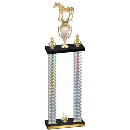 Double Silver Carbon Fiber First Place Horses Trophy