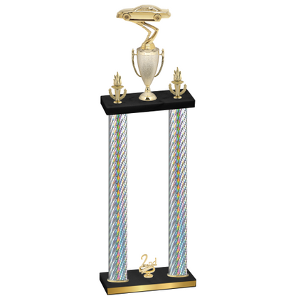 Double Silver Carbon Fiber Second Place Cars Trophy