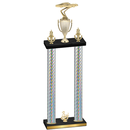 Double Silver Carbon Fiber Third Place Cars Trophy