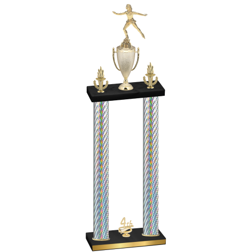Double Silver Carbon Fiber Fourth Place Skater Trophy