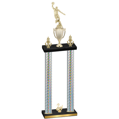 Double Silver Carbon Fiber Second Place Basketball Trophy