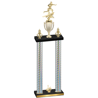 Double Silver Carbon Fiber First Place Flag Football Trophy