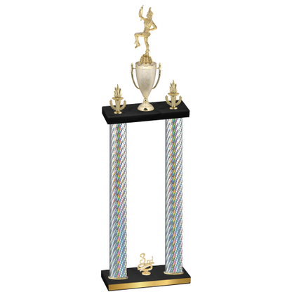 Double Silver Carbon Fiber Third Place Majorette Trophy