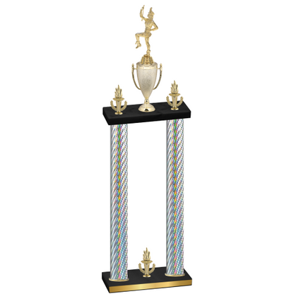 Double Silver Carbon Fiber Victory Majorette Trophy