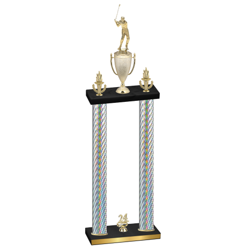 Double Silver Carbon Fiber Year Golf Trophy
