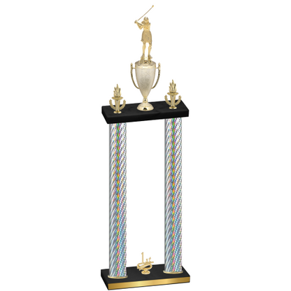 Double Silver Carbon Fiber First Place Golf Trophy