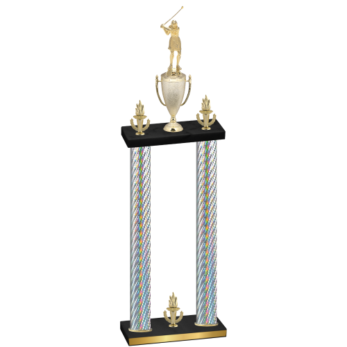 Double Silver Carbon Fiber Victory Golf Trophy