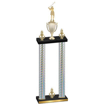 Double Silver Carbon Fiber Victory Golf Trophy